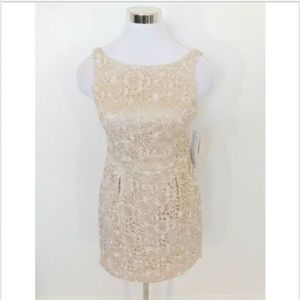 Aidan Mattox Cream Lace Eyelet Party Mini Dress